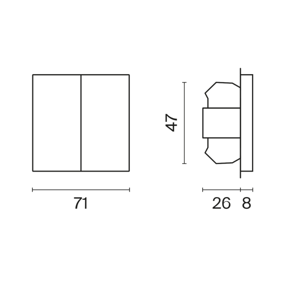 Выключатель двухклавишный встраиваемый Voltum S70 Черный матовый VLS020108 — изображение 6