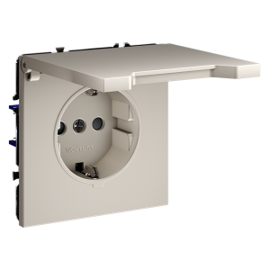 Розетка встраиваемая Voltum S70 с заземлением, защитными шторками и крышкой Кашемир VLS040303