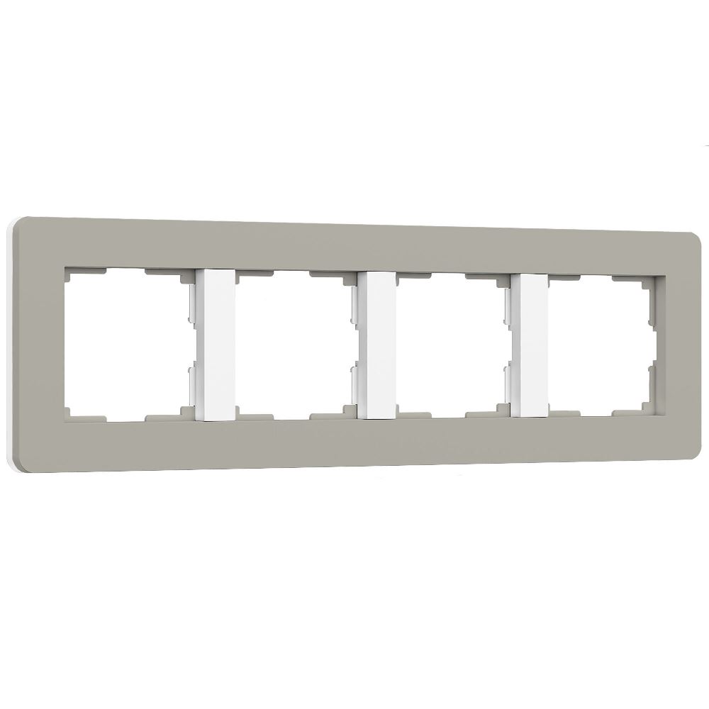 Рамка из поликарбоната Werkel Split на 4 поста Дымчатый / Белый W0043067