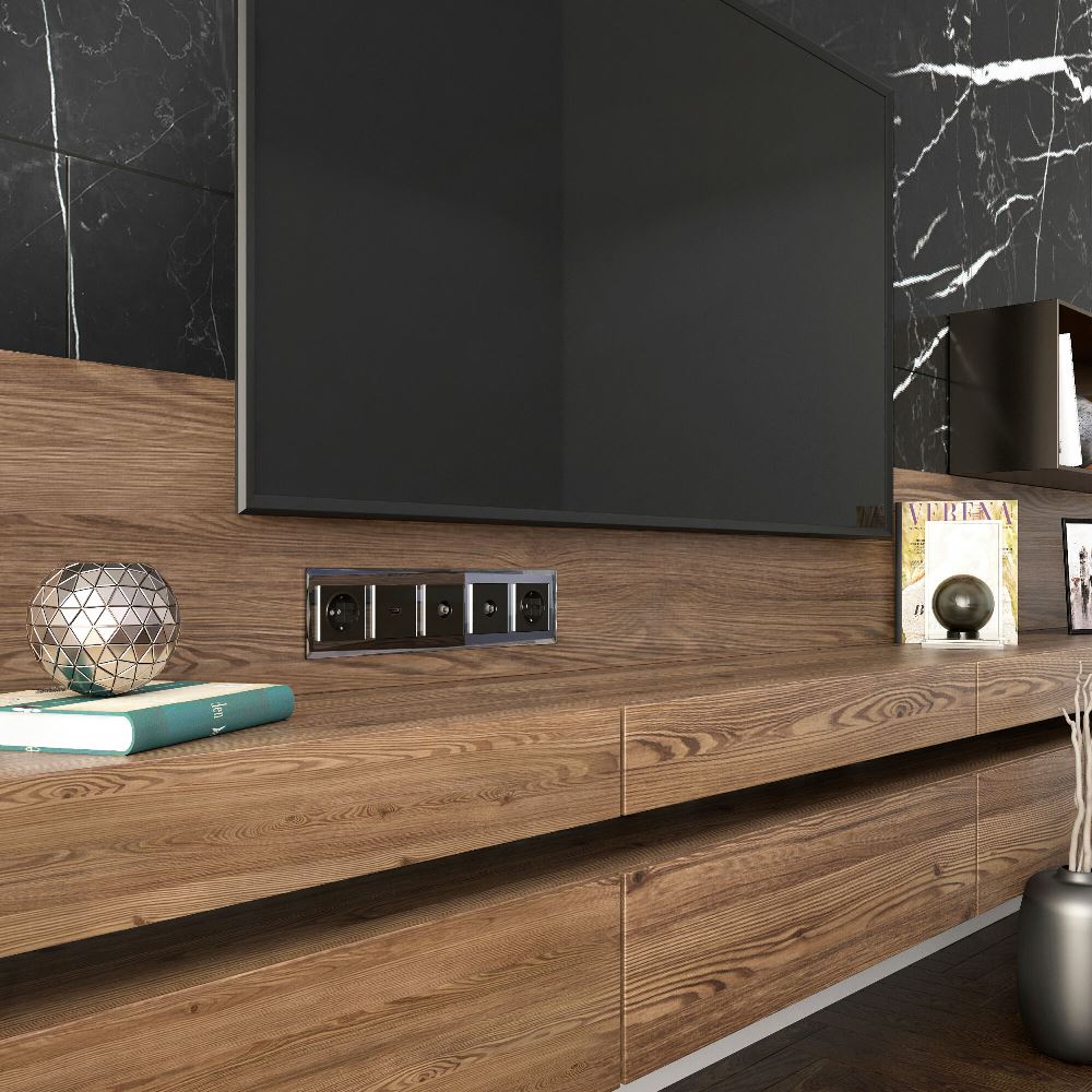 Рамка стеклянная Werkel Diamant на 5 постов Черный W0051208 — изображение 2