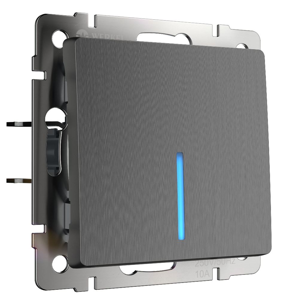 Выключатель одноклавишный встраиваемый Werkel с подсветкой Графит W1110104