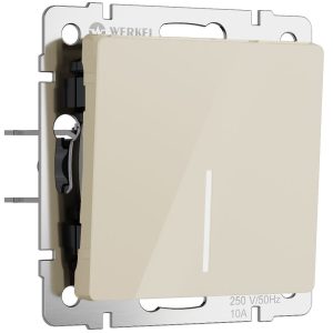 Выключатель одноклавишный встраиваемый Werkel с подсветкой Айвори W1110143