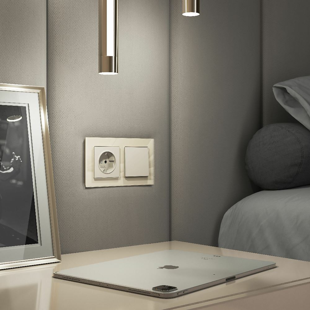 Выключатель одноклавишный встраиваемый проходной Werkel Айвори матовый W1112062 — изображение 4