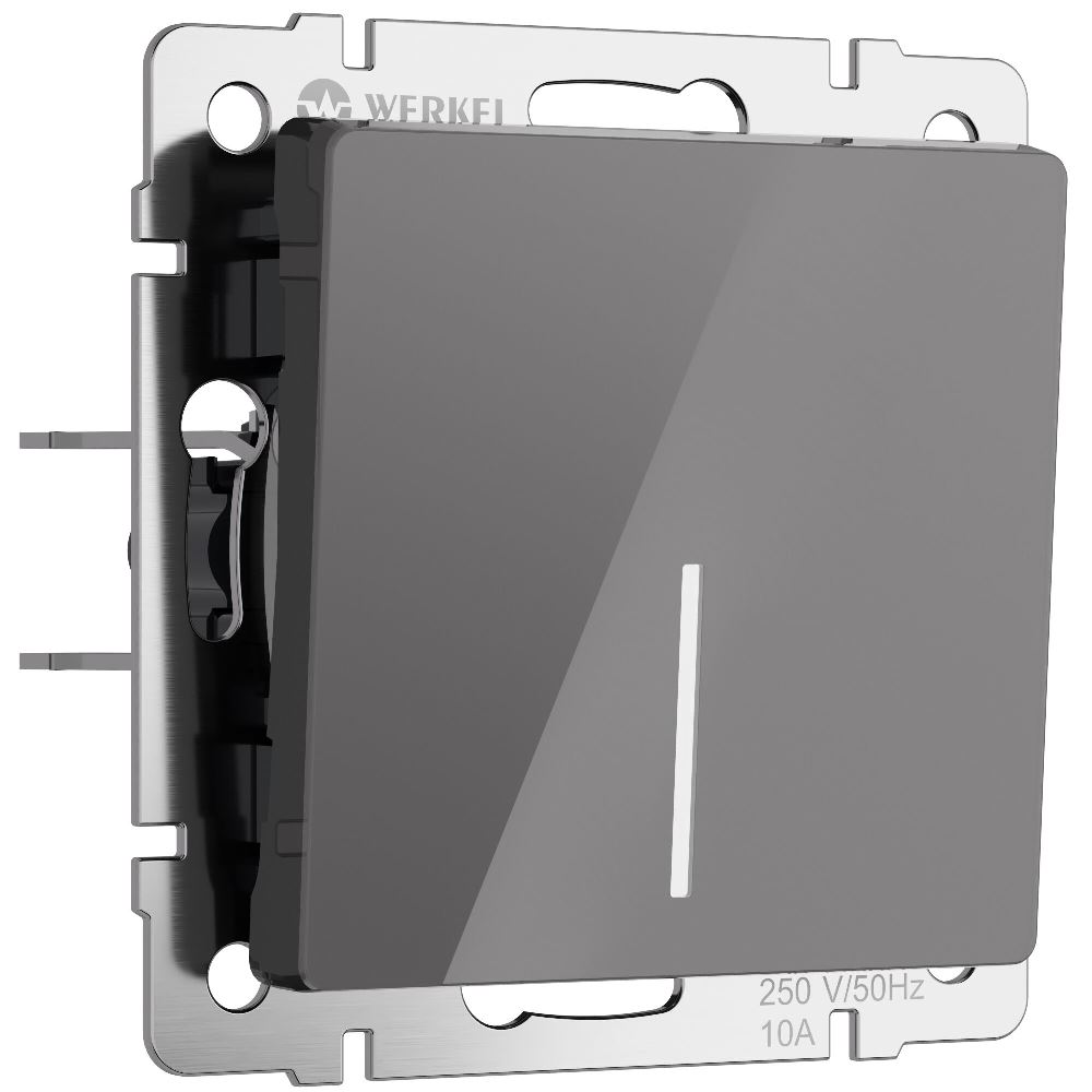 Выключатель одноклавишный встраиваемый проходной Werkel с подсветкой Графит W1112144