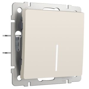 Выключатель одноклавишный встраиваемый проходной Werkel с подсветкой Айвори матовый W1112162