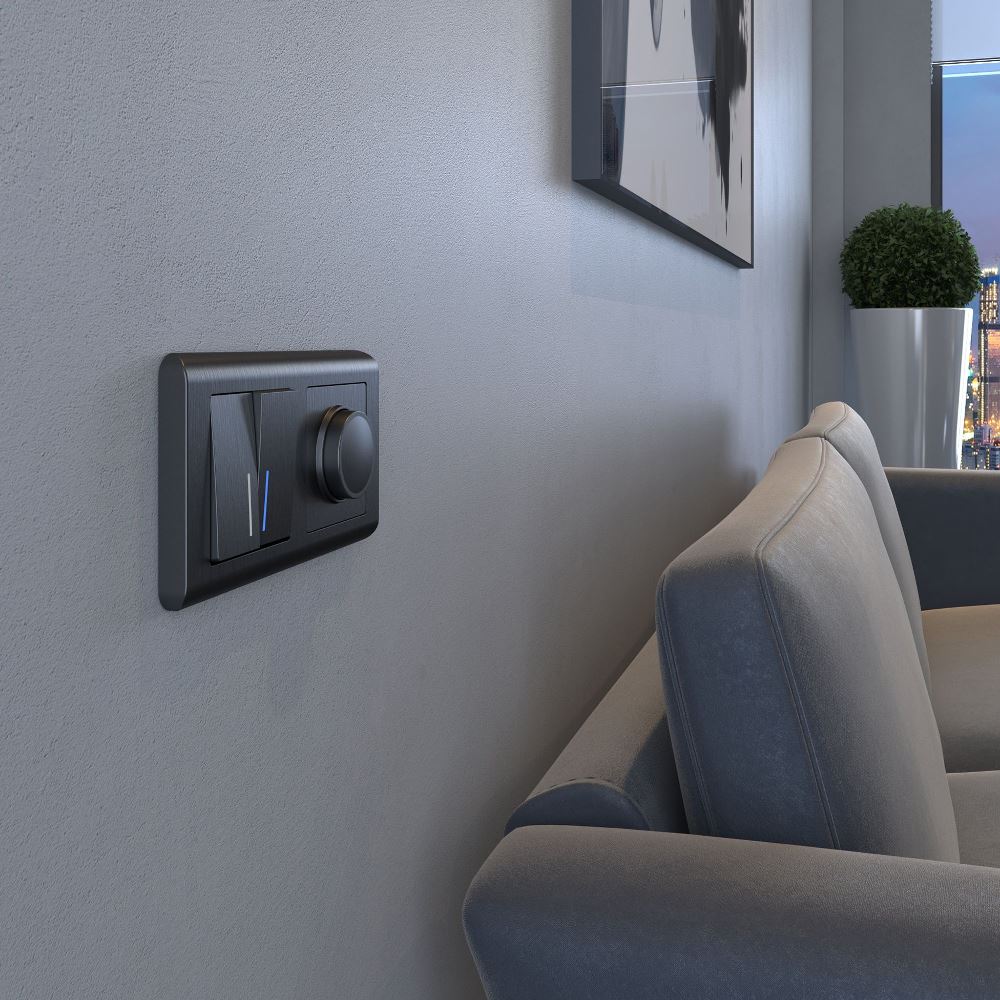 Выключатель двухклавишный встраиваемый Werkel с подсветкой Графит W1120104 — изображение 2