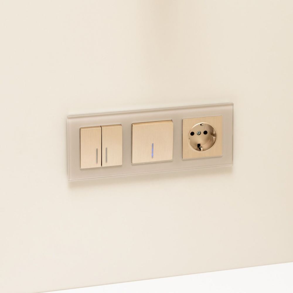 Выключатель двухклавишный встраиваемый Werkel с подсветкой Шампань рифленый W1120110 — изображение 3