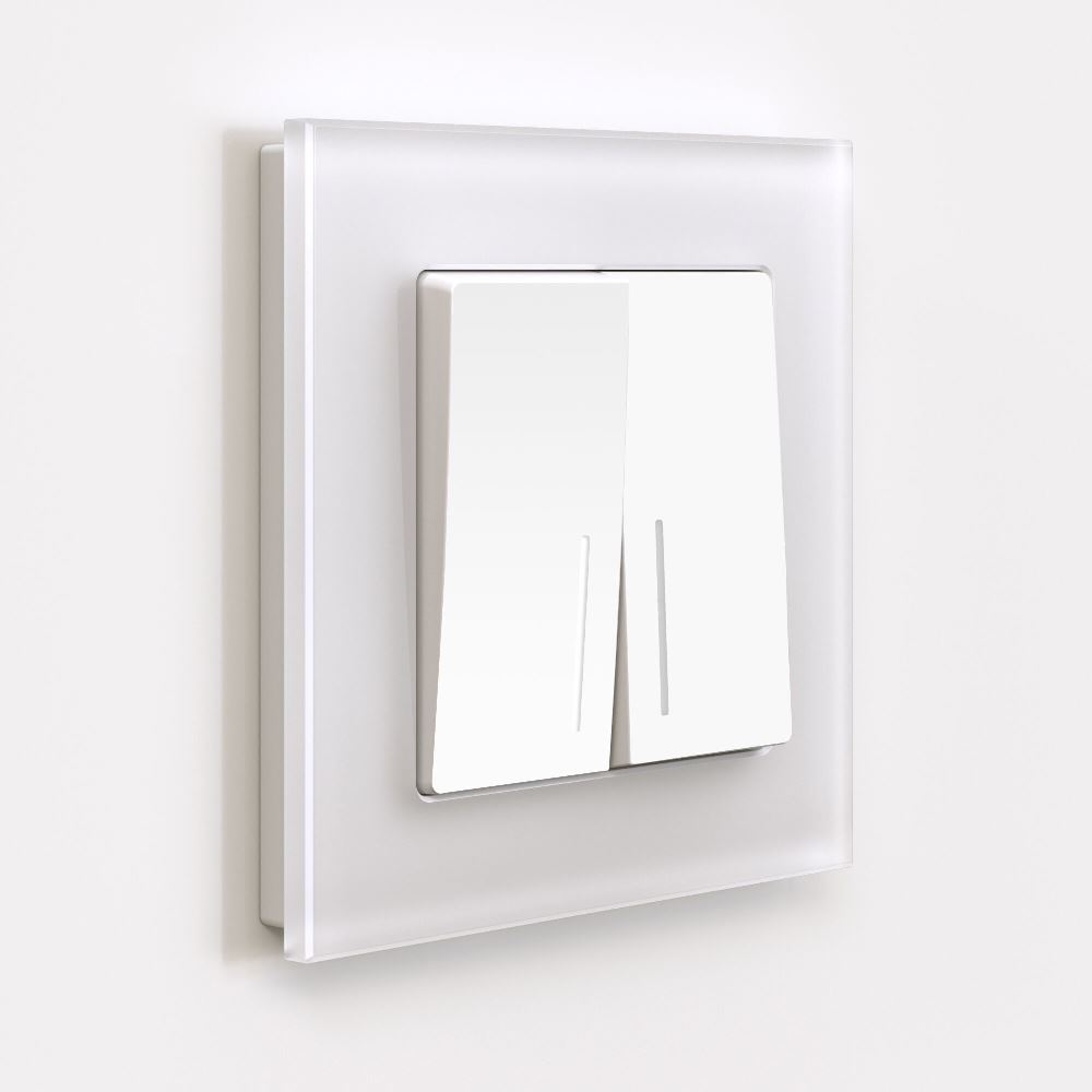 Выключатель двухклавишный встраиваемый Werkel с подсветкой Белый матовый W1120161 — изображение 2