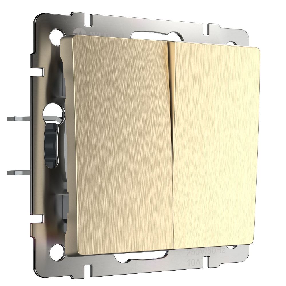 Выключатель двухклавишный встраиваемый проходной Werkel Шампань рифленый W1122010