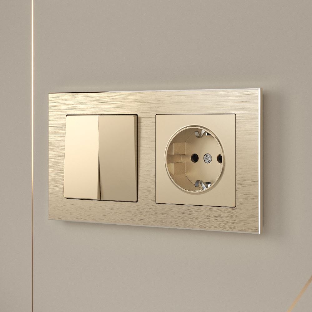 Выключатель двухклавишный встраиваемый проходной Werkel Шампань W1122011 — изображение 2