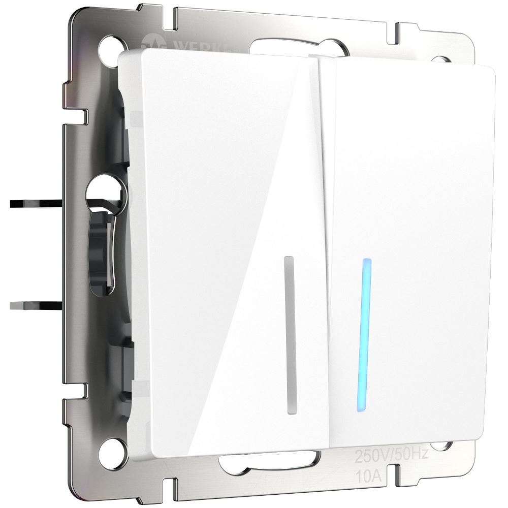 Выключатель двухклавишный встраиваемый проходной Werkel с подсветкой Белый W1122101