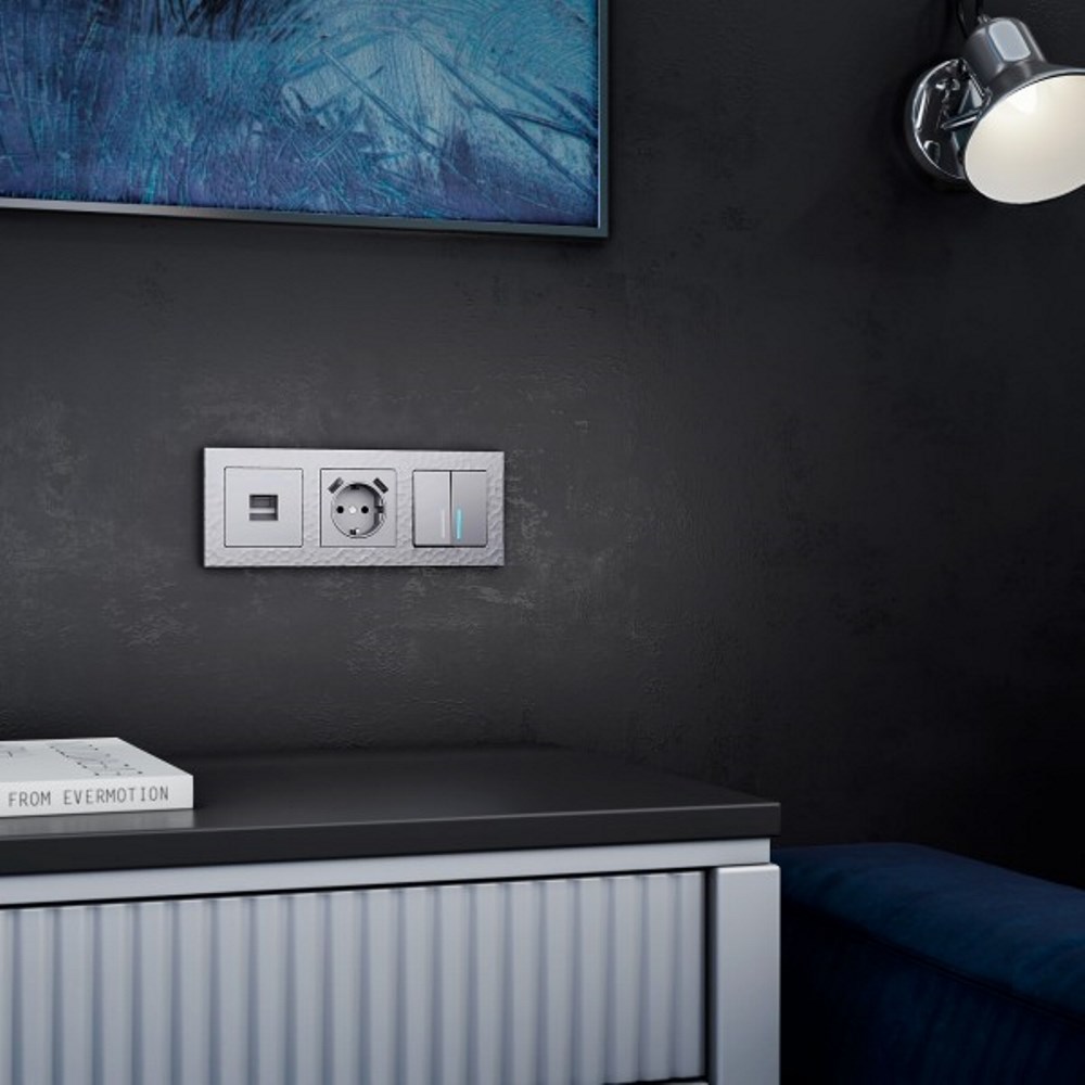 Выключатель двухклавишный встраиваемый проходной Werkel с подсветкой Cеребряный W1122106 — изображение 3