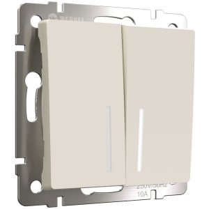 Выключатель двухклавишный встраиваемый проходной Werkel с подсветкой Айвори матовый W1122162