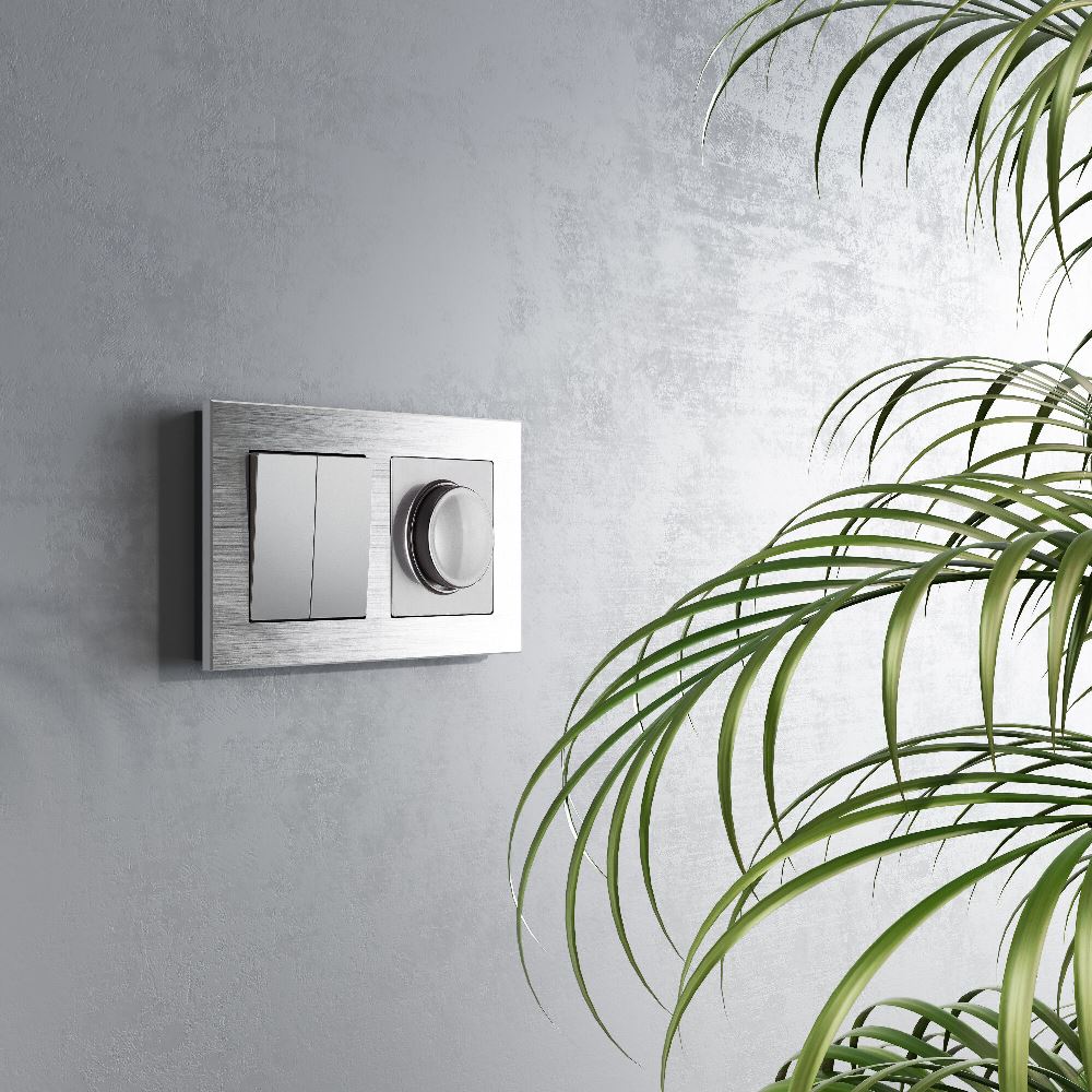 Выключатель двухклавишный встраиваемый перекрестный Werkel Cеребряный W1123008 — изображение 2