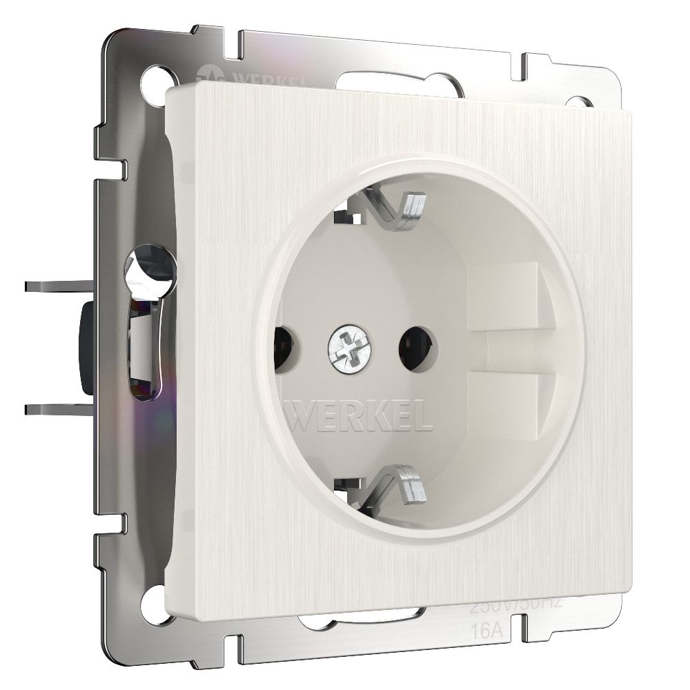 Розетка встраиваемая Werkel с заземлением Перламутровый рифленый W1171013
