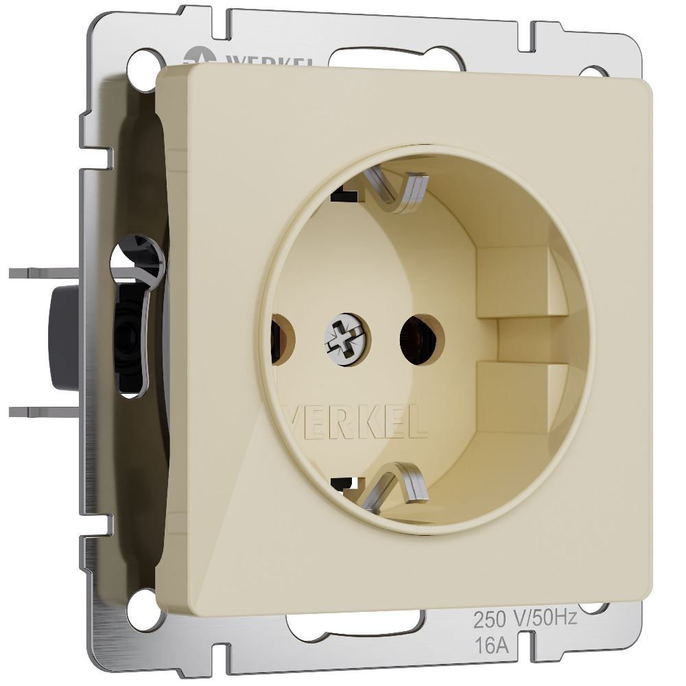 Розетка встраиваемая Werkel с заземлением и шторками Айвори W1171143