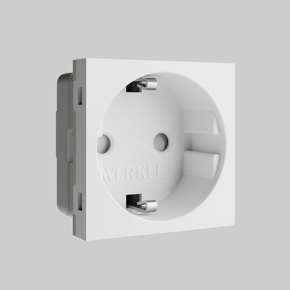 Розетка модульная Werkel с заземлением и шторками Белый W1171160