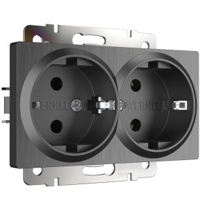 Розетка встраиваемая двойная Werkel с заземлением Графит рифленый W1172004