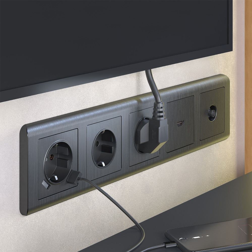 ТВ-розетка встраиваемая оконечная Werkel Графит рифленый W1183004 — изображение 2