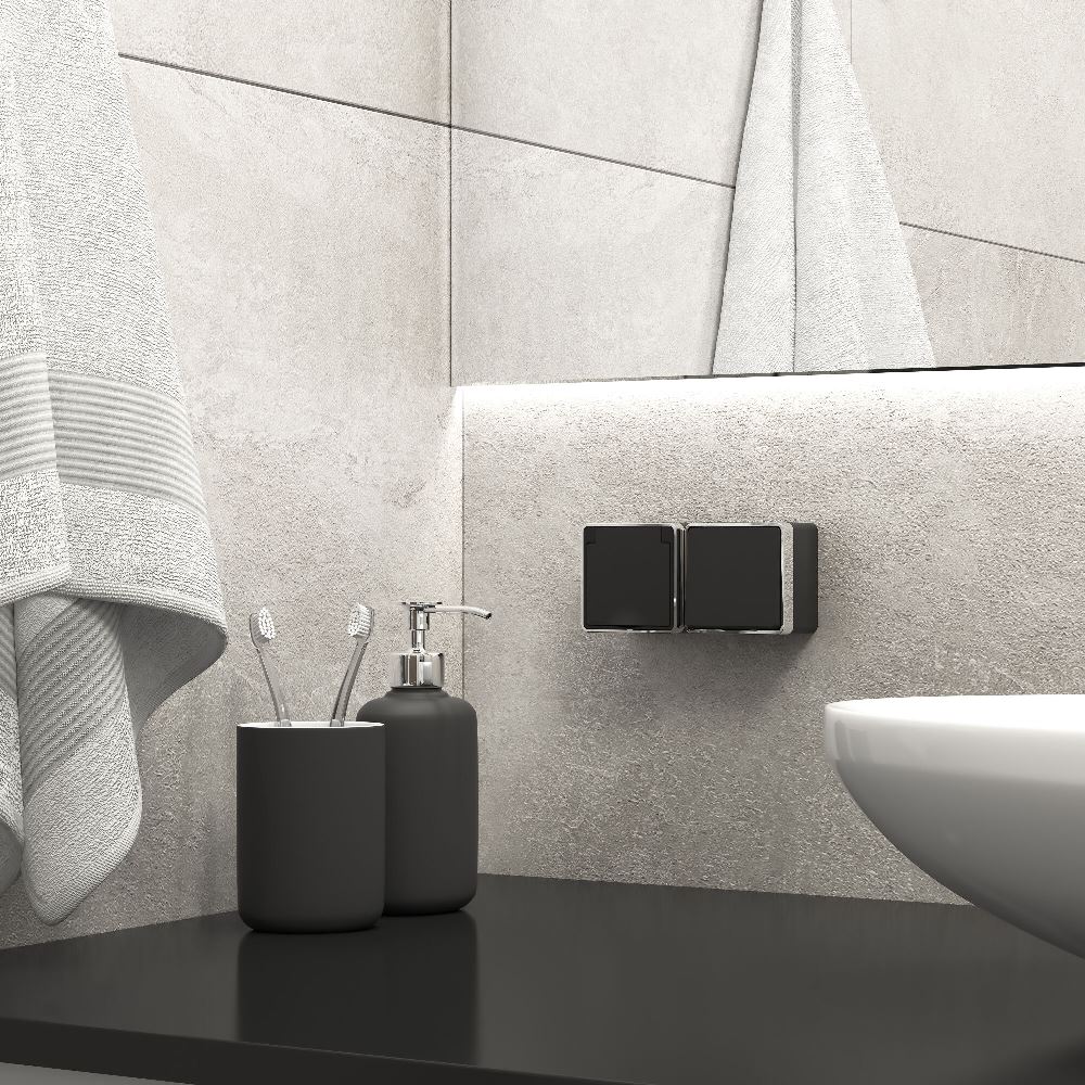 Выключатель одноклавишный накладной влагозащищенный Werkel Черный / Хром W5010235 — изображение 2