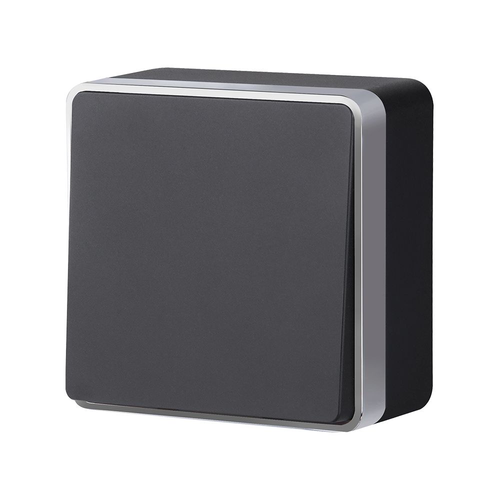 Выключатель одноклавишный накладной проходной Werkel Черный с серебром W5012034