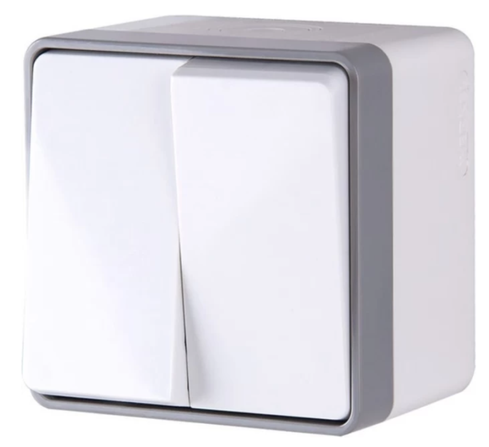 Выключатель двухклавишный накладной влагозащищенный Werkel Gallant Белый W5020201