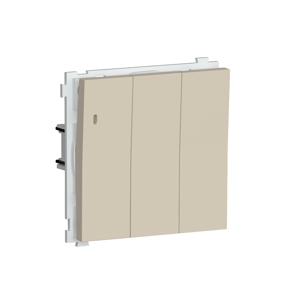 Выключатель трехклавишный встраиваемый Donel R98 с подсветкой Кашемир матовый DA03103-DA28335