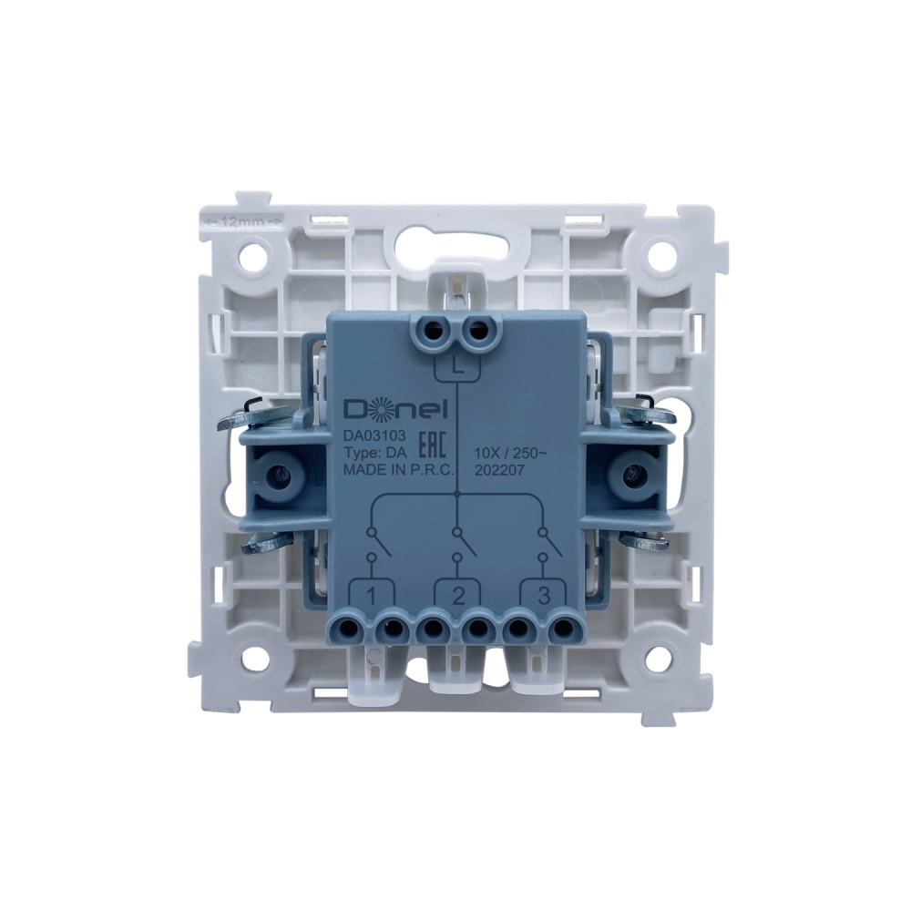 Выключатель трехклавишный встраиваемый Donel R98 с подсветкой Кашемир матовый DA03103-DA28335 — изображение 4