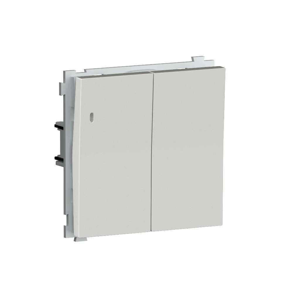 Выключатель двухклавишный встраиваемый Donel R98 с подсветкой Белый глянцевый DA03105-DA28503