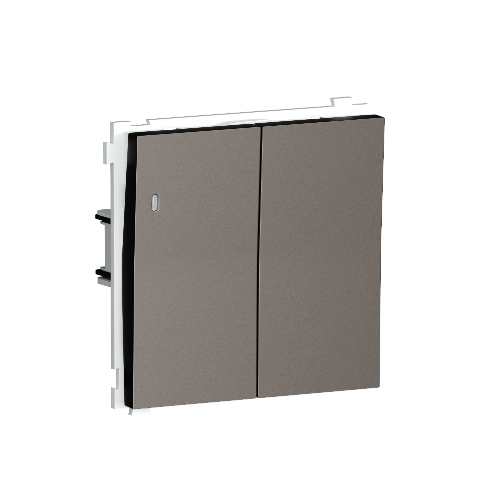 Выключатель двухклавишный встраиваемый Donel R98 с подсветкой Сталь матовая DA03105-DA28537