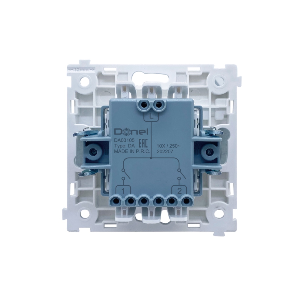 Выключатель двухклавишный встраиваемый Donel R98 с подсветкой Сталь матовая DA03105-DA28537 — изображение 4