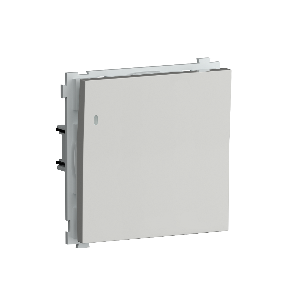 Выключатель одноклавишный встраиваемый Donel R98 звонкового типа с подсветкой Белый глянцевый DA03151-DA29003