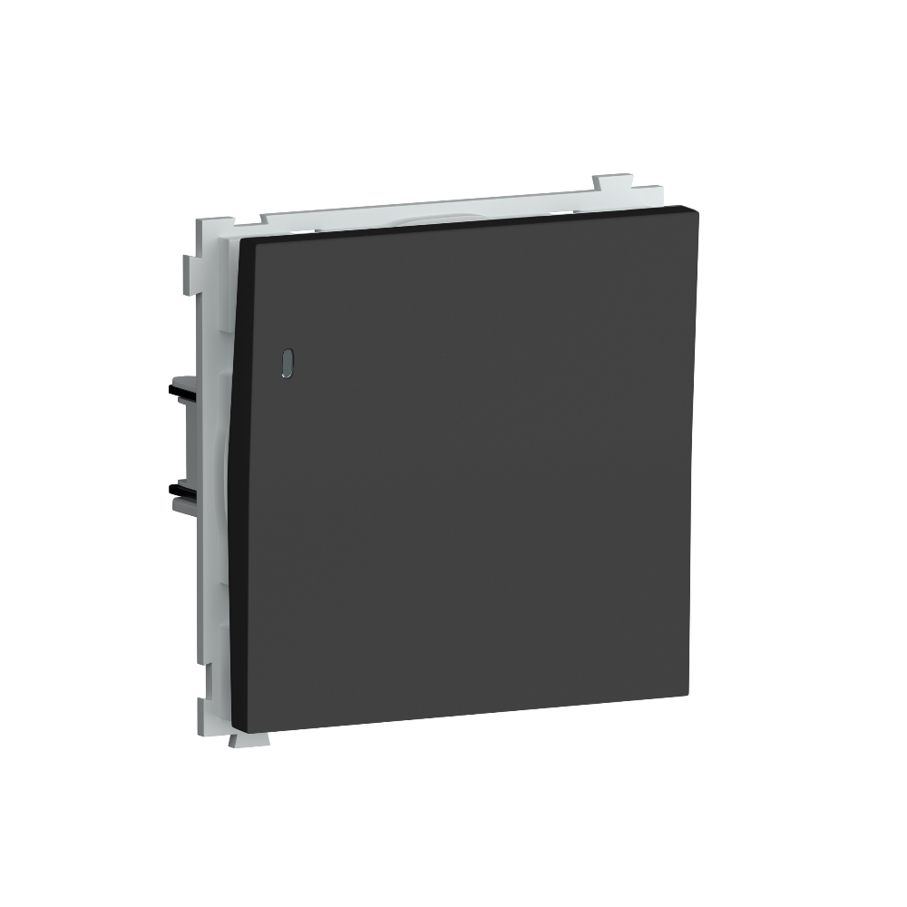 Выключатель одноклавишный встраиваемый Donel R98 звонкового типа с подсветкой Черный матовый DA03151-DA29028