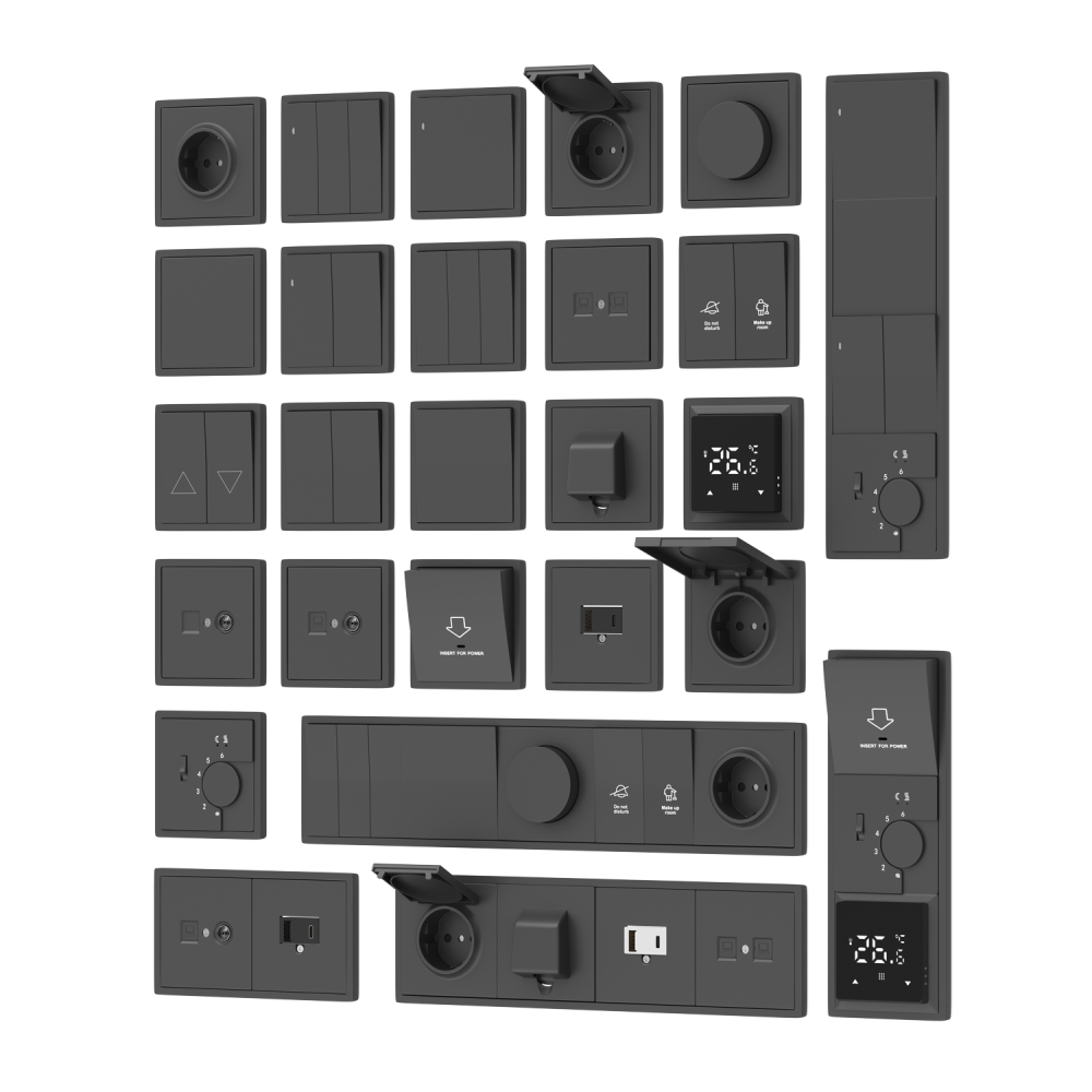 Выключатель одноклавишный встраиваемый Donel R98 звонкового типа с подсветкой Черный матовый DA03151-DA29028 — изображение 3