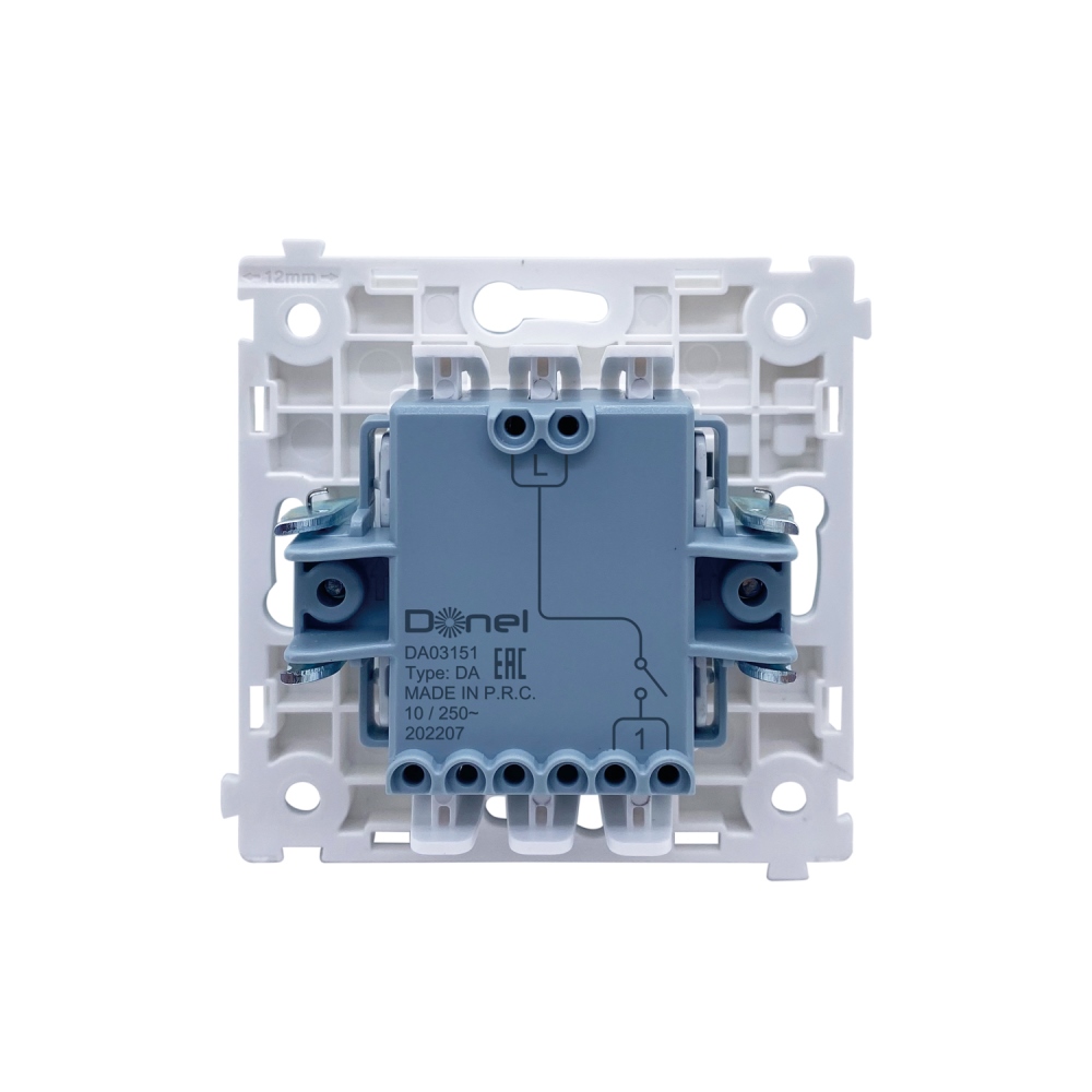 Выключатель одноклавишный встраиваемый Donel R98 звонкового типа с подсветкой Черный матовый DA03151-DA29028 — изображение 4