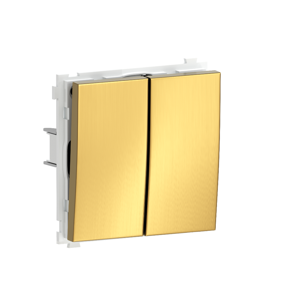 Выключатель двухклавишный встраиваемый Donel R98 Metal Золото матовое DA10500-DA295BR