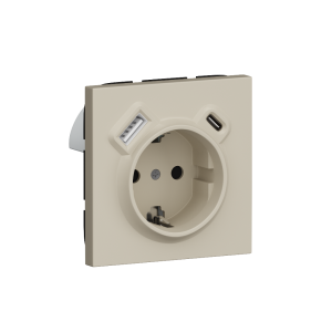 Розетка встраиваемая Donel R98 с заземлением и шторками + зарядка USB A+C 20W Кашемир матовый DA15500-DA22235