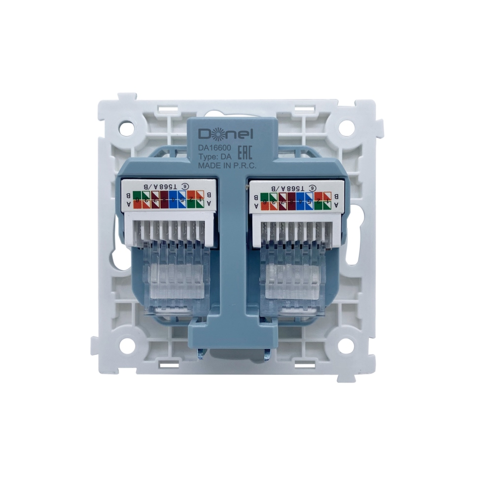 Розетка встраиваемая двойная Ethernet Donel R98 Metal RJ45 (cat.6/ClassE-8) Золото матовое DA16600-DA869BR — изображение 4