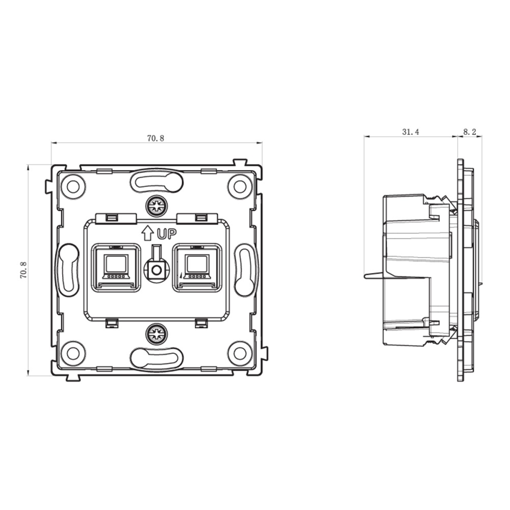 Розетка встраиваемая двойная Ethernet Donel R98 Metal RJ45 (cat.6/ClassE-8) Золото матовое DA16600-DA869BR — изображение 7