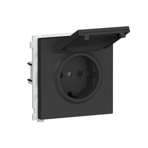 Розетка встраиваемая Donel R98 Schuko с крышкой и заземлением на клеммах Черный матовый DA17700-DA45428