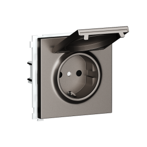 Розетка встраиваемая Donel R98 Schuko с крышкой и заземлением на клеммах Сталь матовая DA17700-DA45437