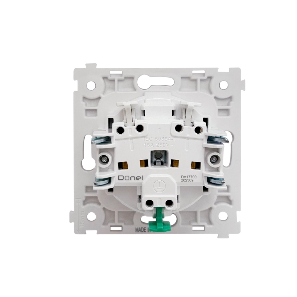 Розетка встраиваемая Donel R98 Schuko с крышкой и заземлением на клеммах Белый матовый DA17700-DA45433 — изображение 5