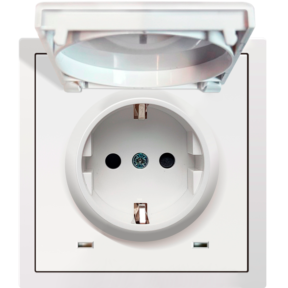 Розетка встраиваемая Donel R98 Schuko с крышкой и заземлением на винтах Белый глянцевый DA18800-DA45403 — изображение 3