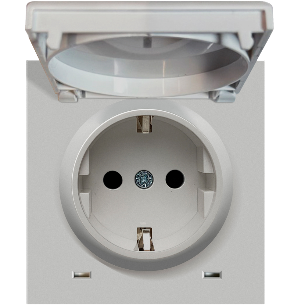 Розетка встраиваемая Donel R98 Schuko с крышкой и заземлением на винтах Серый матовый DA18800-DA45440 — изображение 3