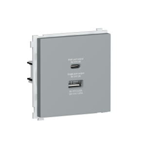 Розетка встраиваемая USB Donel R98 тип A+С быстрая зарядка Серый матовый DA20400-DA27740