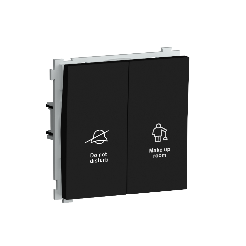 Выключатель двухклавишный встраиваемый Donel R98 с символами DND/MUR Карбон матовый DA25800-DA88830