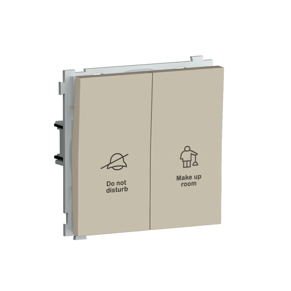 Выключатель двухклавишный встраиваемый Donel R98 с символами DND/MUR Кашемир матовый DA25800-DA88835