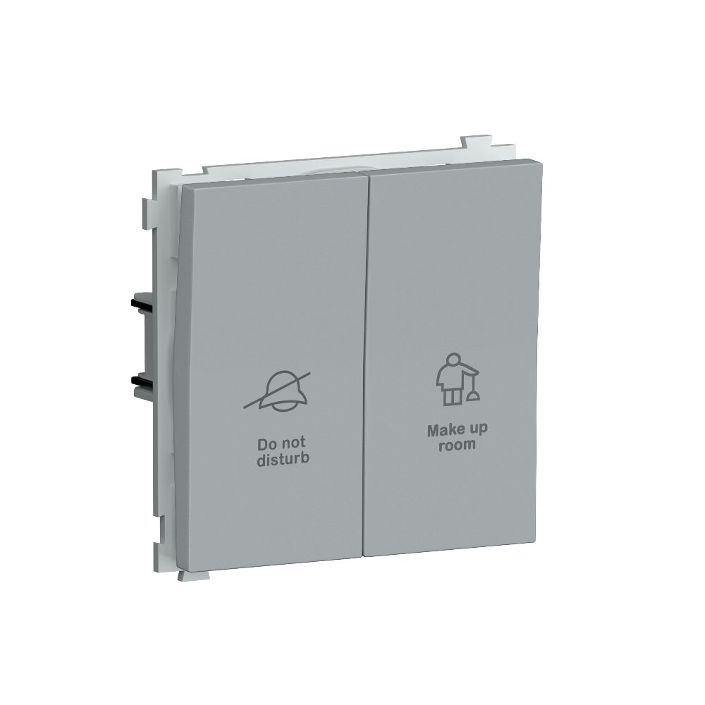 Выключатель двухклавишный встраиваемый Donel R98 с символами DND/MUR Серый матовый DA25800-DA88840