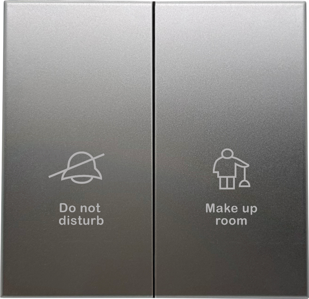 Выключатель двухклавишный встраиваемый Donel R98 Metal с символами DND/MUR Благородная сталь DA25800-DA888ES — изображение 2