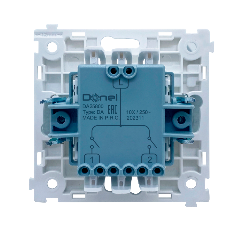 Выключатель двухклавишный встраиваемый Donel R98 Metal с символами DND/MUR Благородная сталь DA25800-DA888ES — изображение 3
